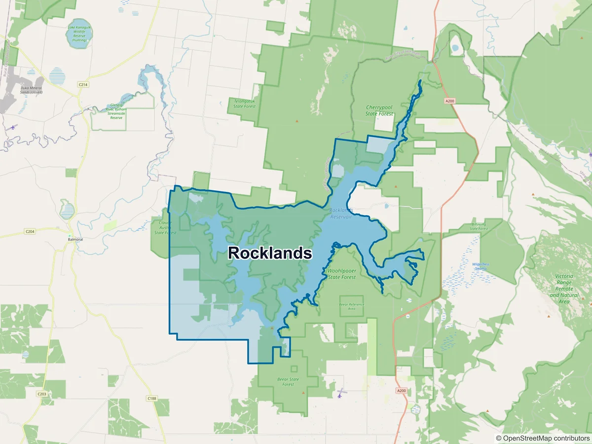 Map of Rocklands, VIC, Australia