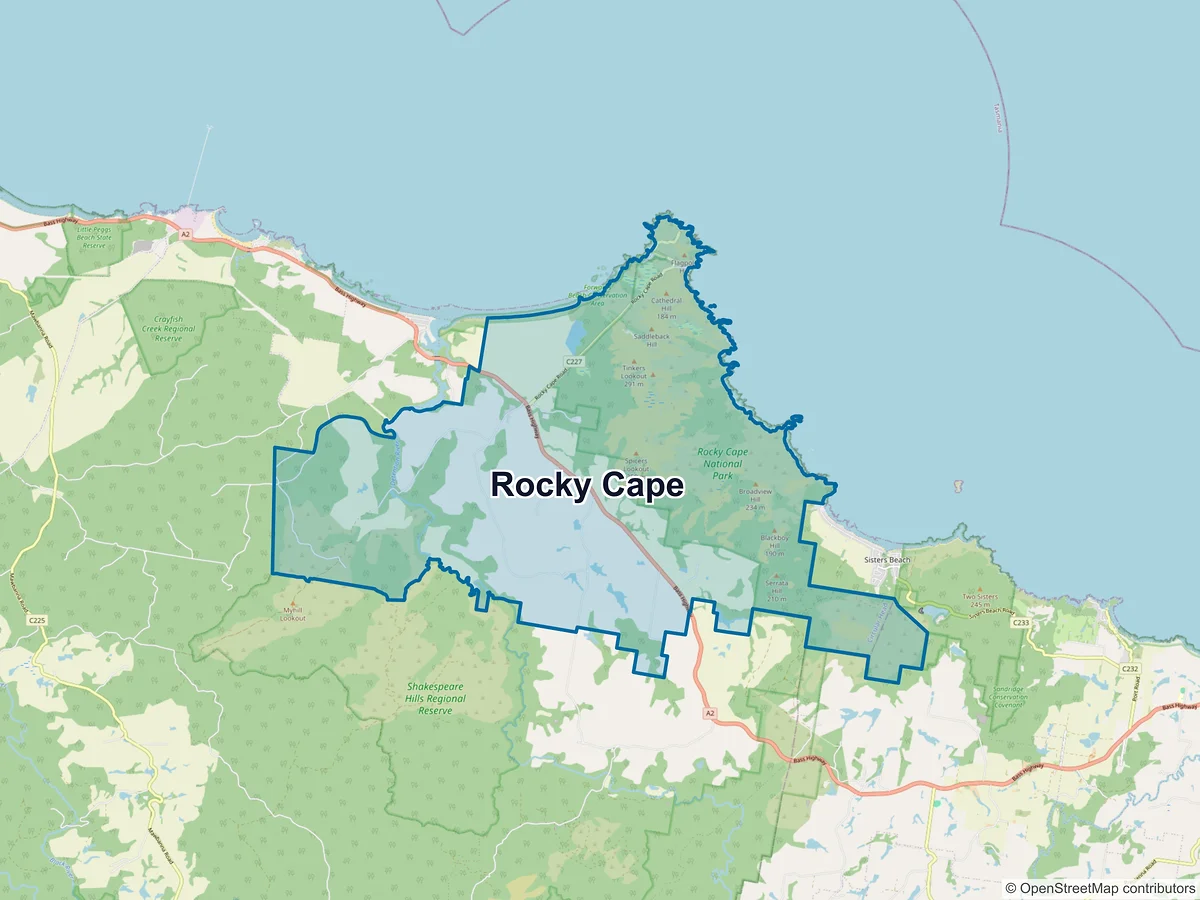 Map of Rocky Cape, TAS, Australia