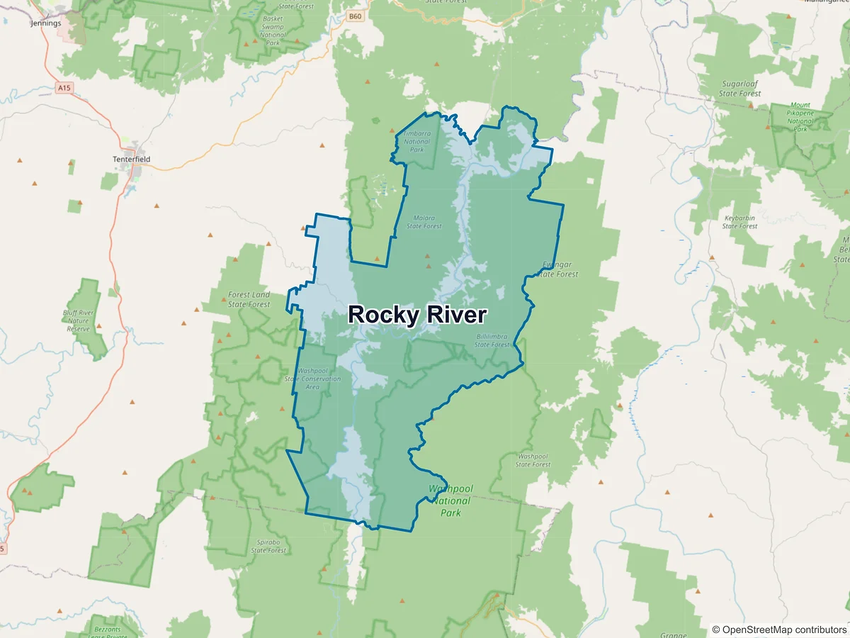 Map of Rocky River, NSW, Australia