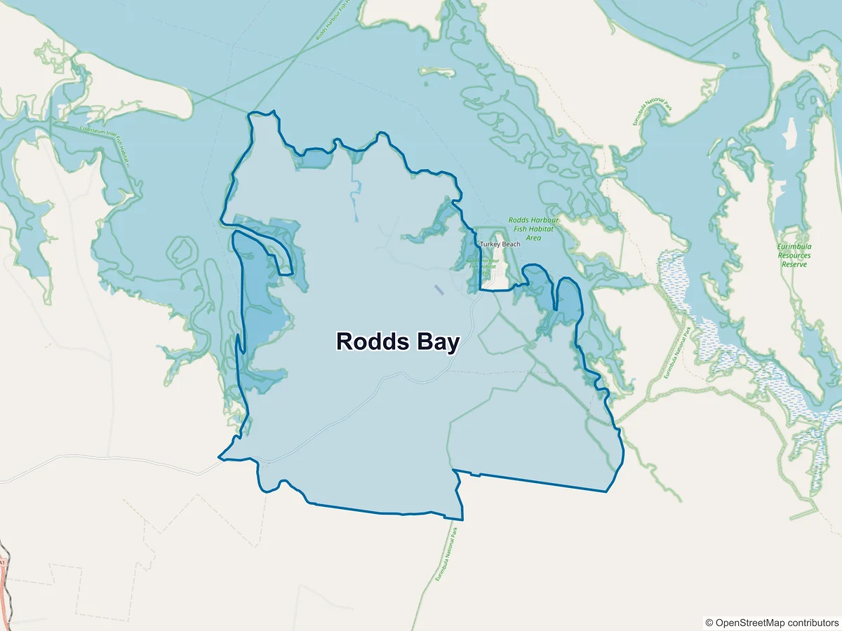 Map of Rodds Bay, QLD, Australia