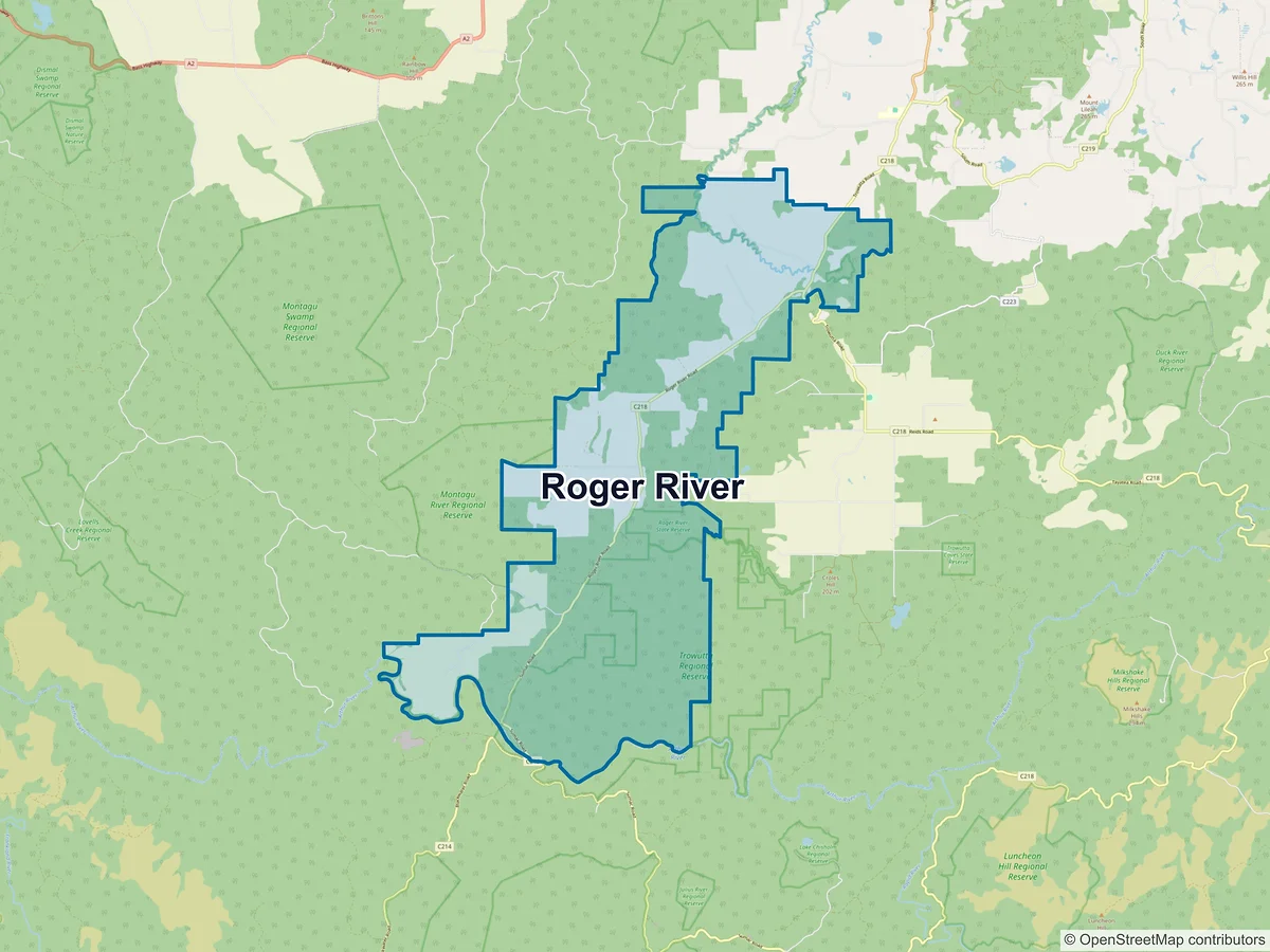 Map of Roger River, TAS, Australia
