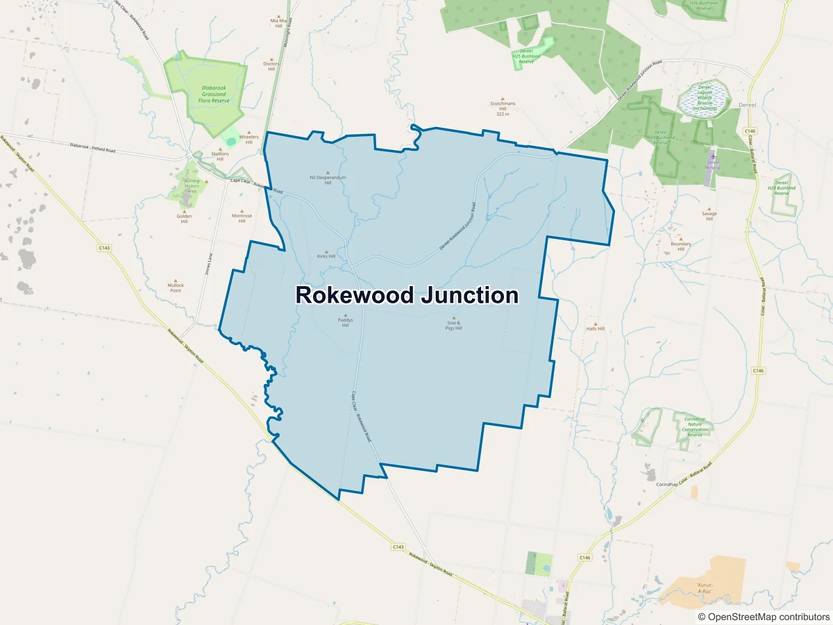 Map of Rokewood Junction, VIC, Australia