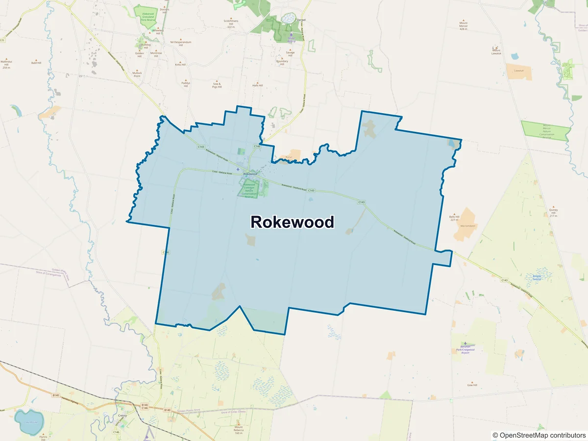 Map of Rokewood, VIC, Australia
