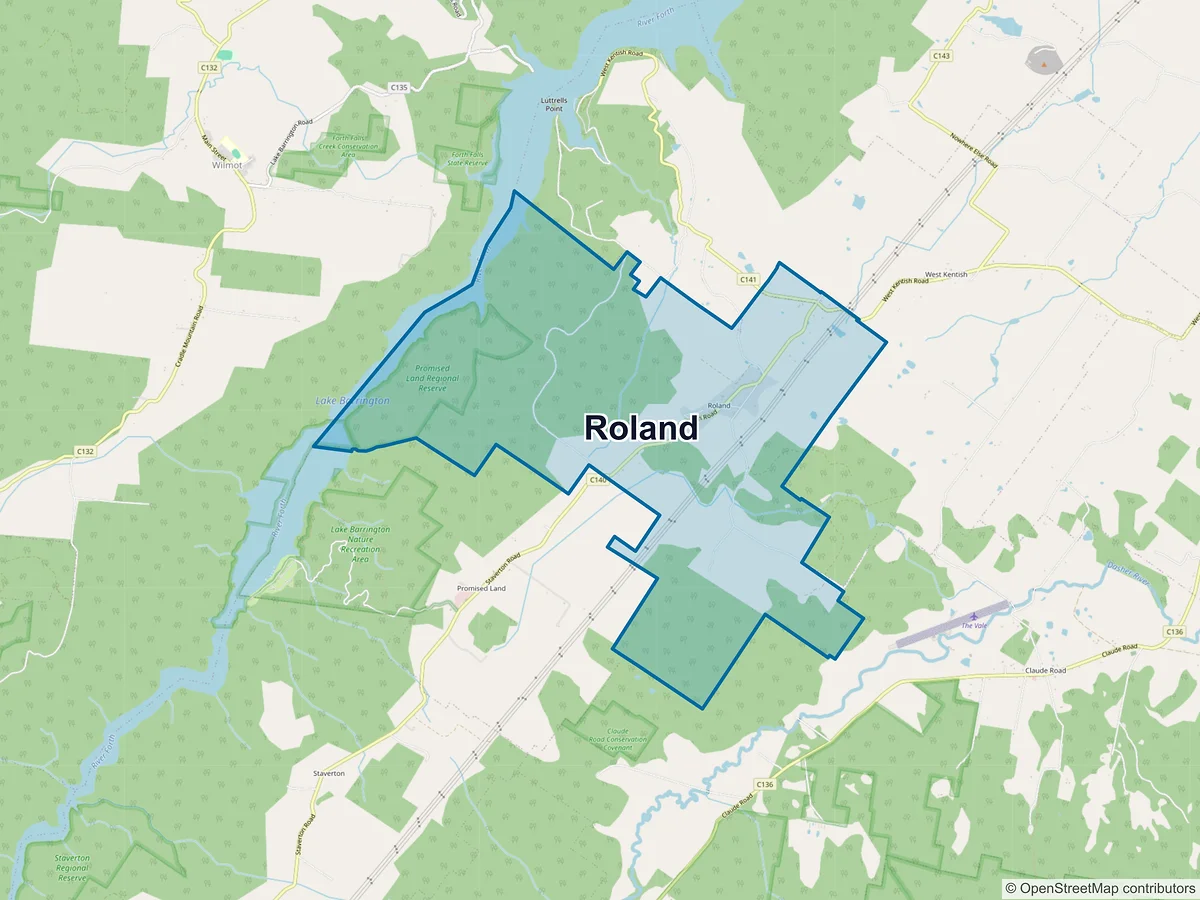 Map of Roland, TAS, Australia