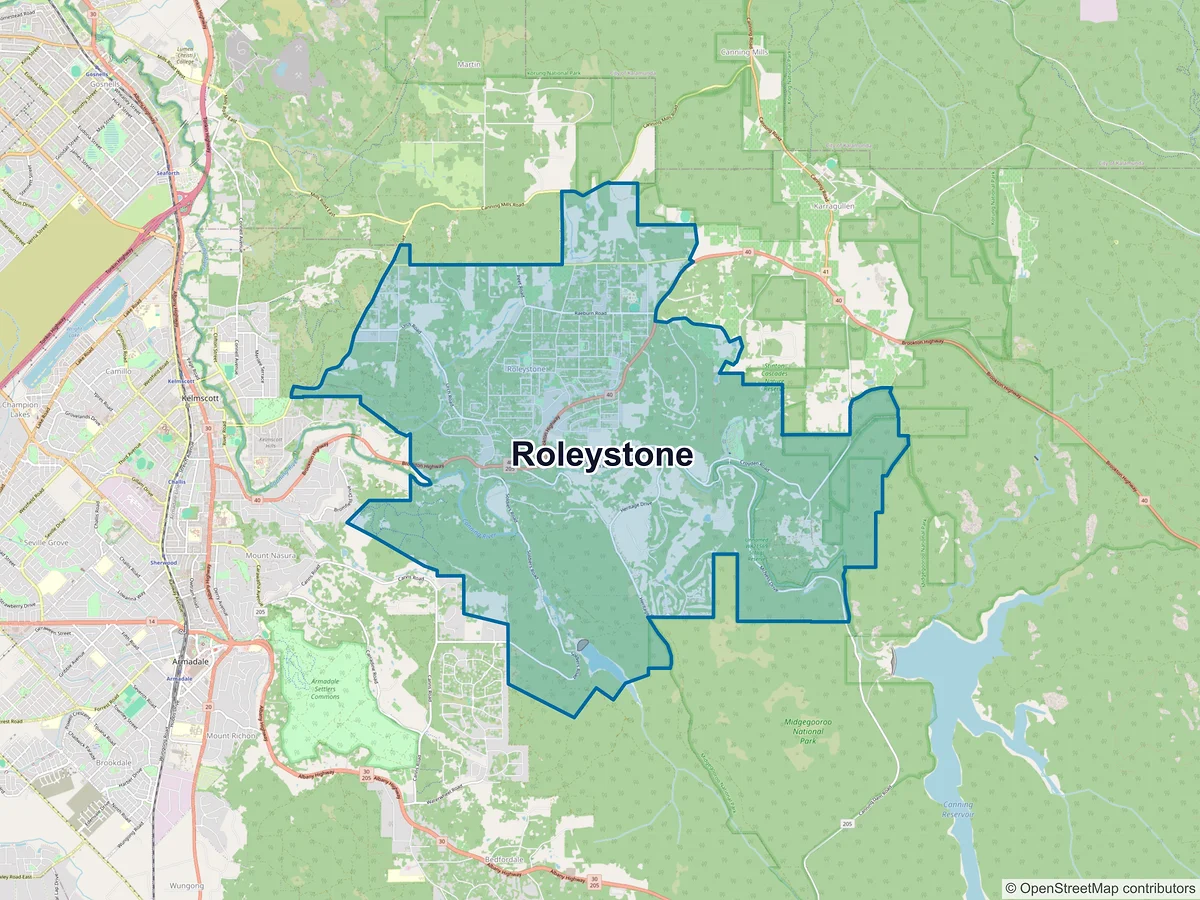 Map of Roleystone, WA, Australia