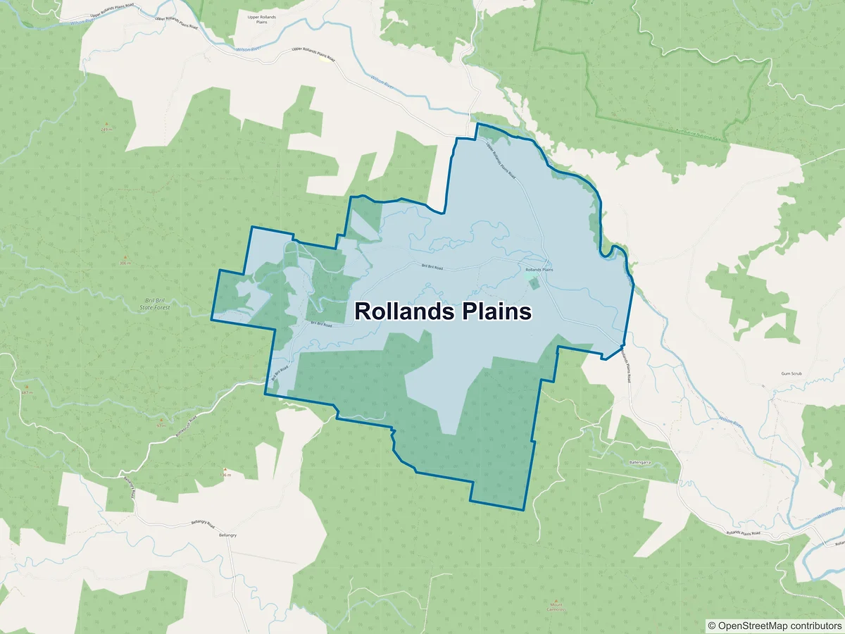 Map of Rollands Plains, NSW, Australia