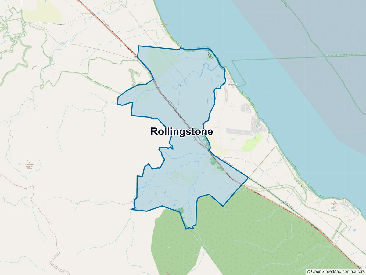 Map of Rollingstone, QLD, Australia