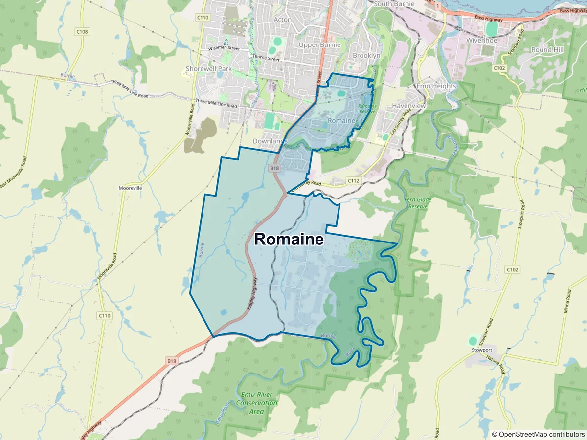 Map of Romaine, TAS, Australia