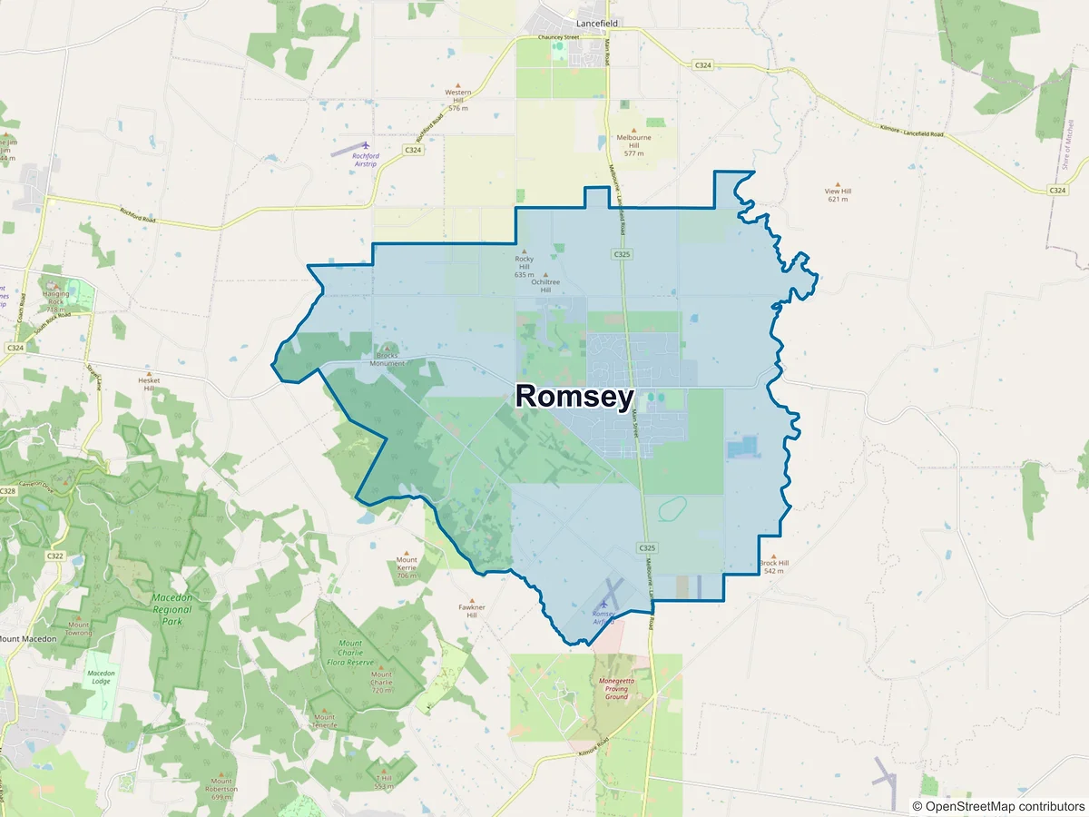 Map of Romsey, VIC, Australia