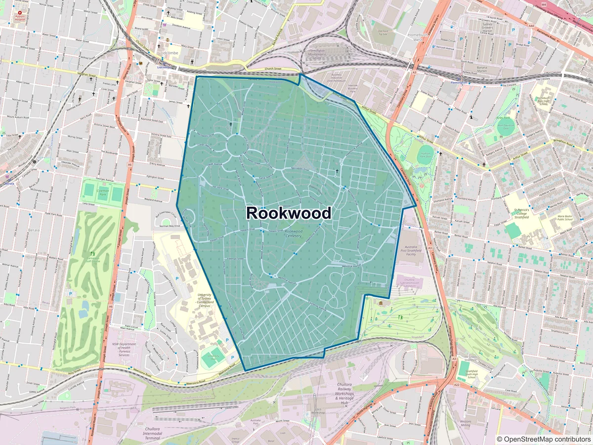 Map of Rookwood, NSW, Australia