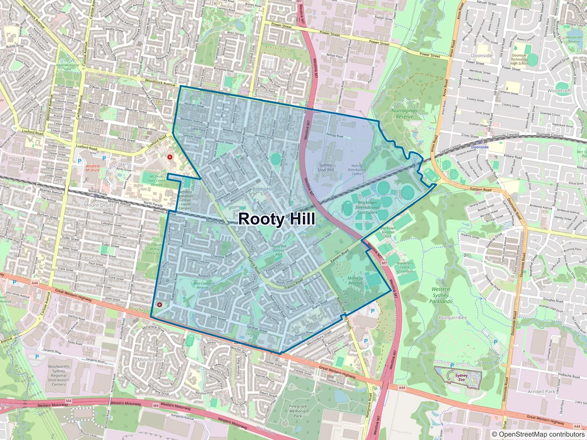 Map of Rooty Hill, NSW, Australia