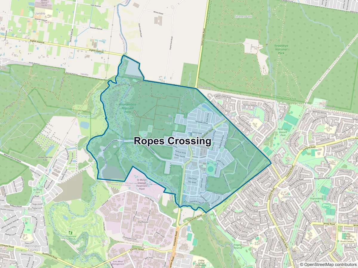 Map of Ropes Crossing, NSW, Australia