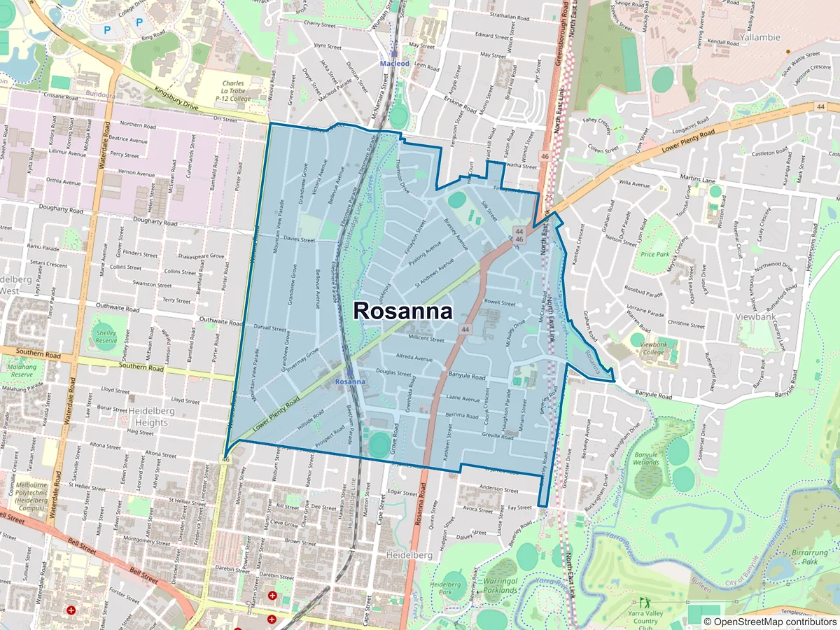 Map of Rosanna, VIC, Australia