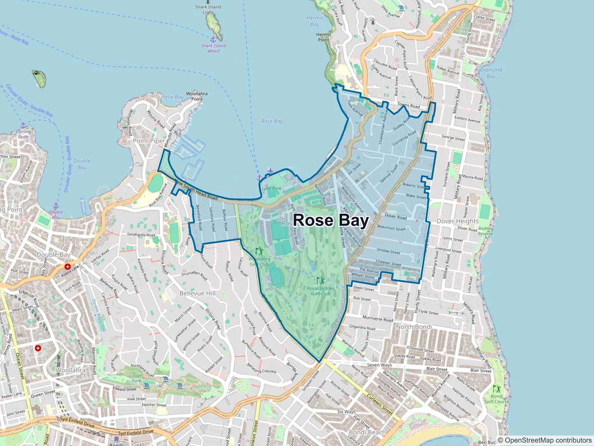 Map of Rose Bay, NSW, Australia