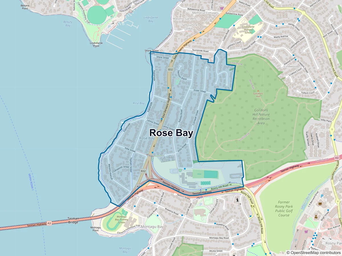 Map of Rose Bay, TAS, Australia