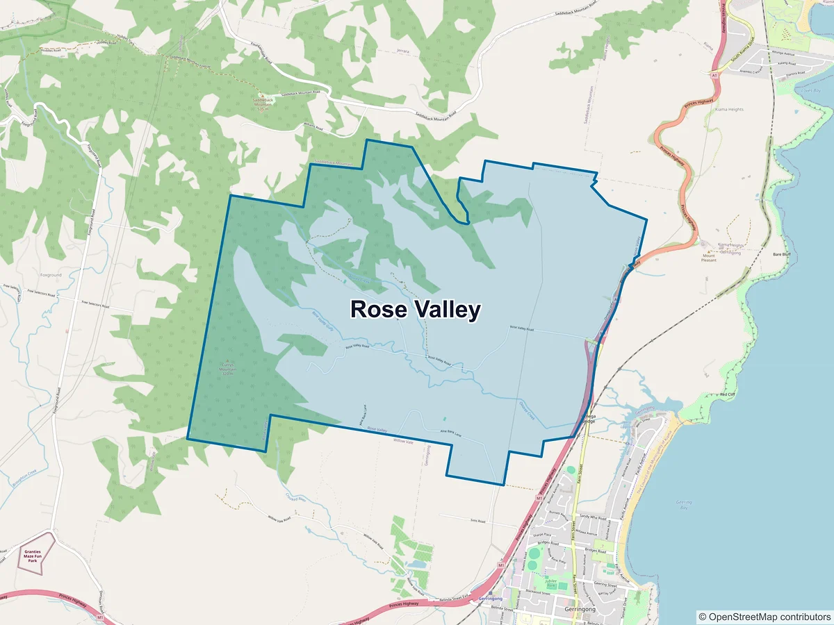 Map of Rose Valley, NSW, Australia