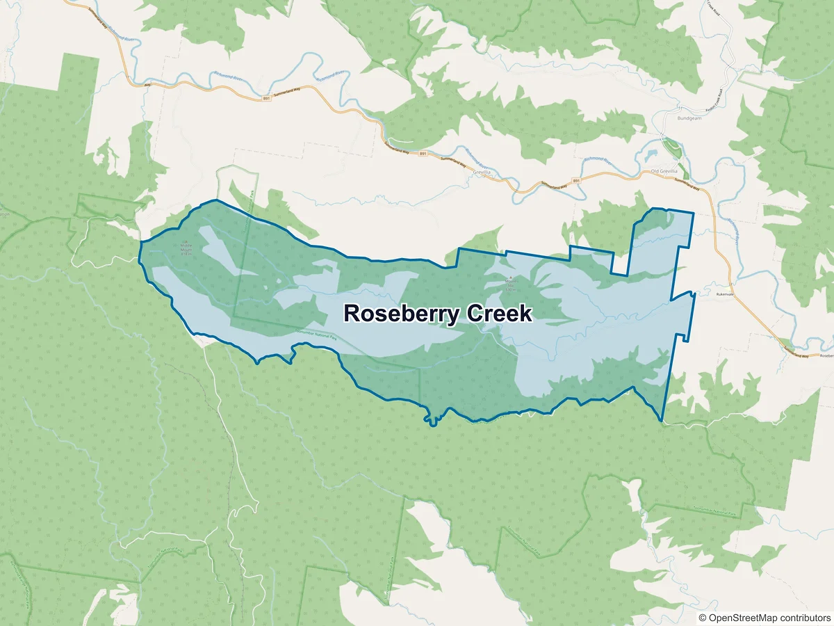 Map of Roseberry Creek, NSW, Australia