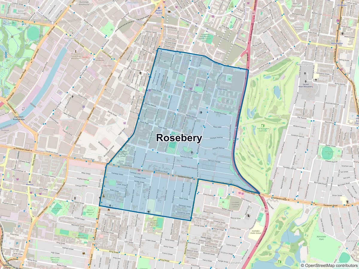 Map of Rosebery, NSW, Australia
