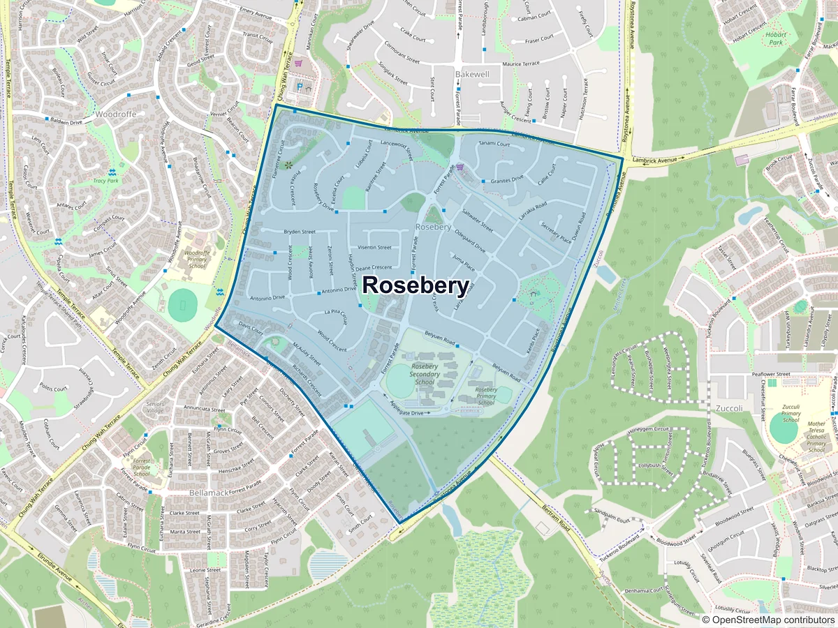 Map of Rosebery, NT, Australia