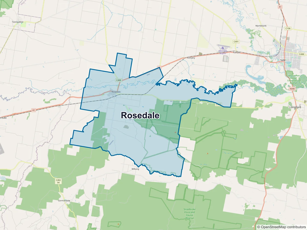 Map of Rosedale, VIC, Australia