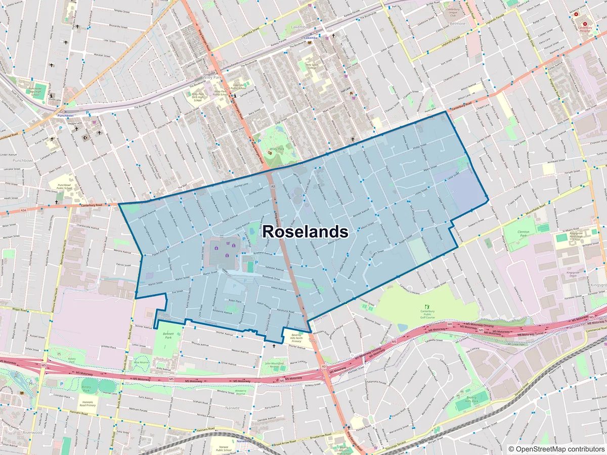 Map of Roselands, NSW, Australia