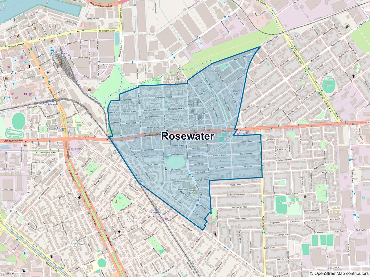 Map of Rosewater, SA, Australia