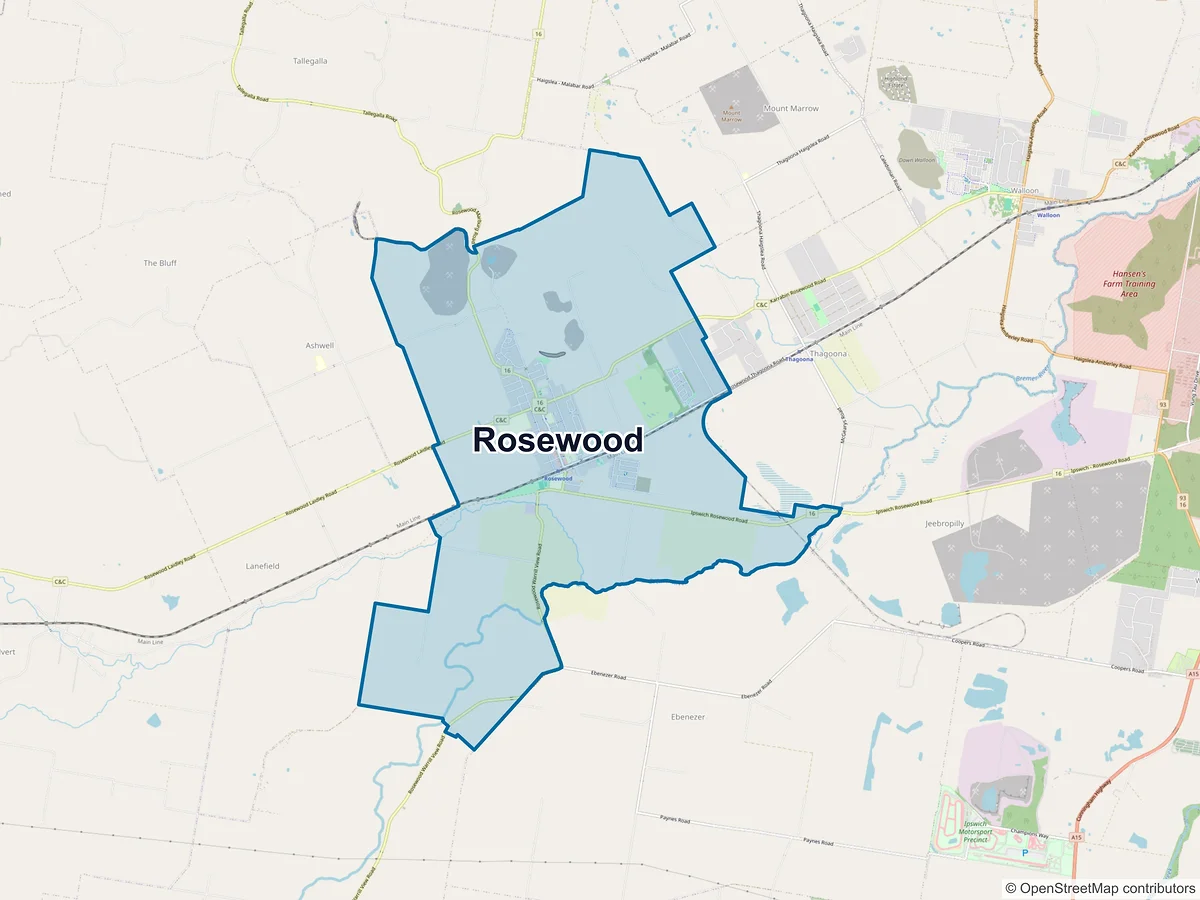 Map of Rosewood, QLD, Australia
