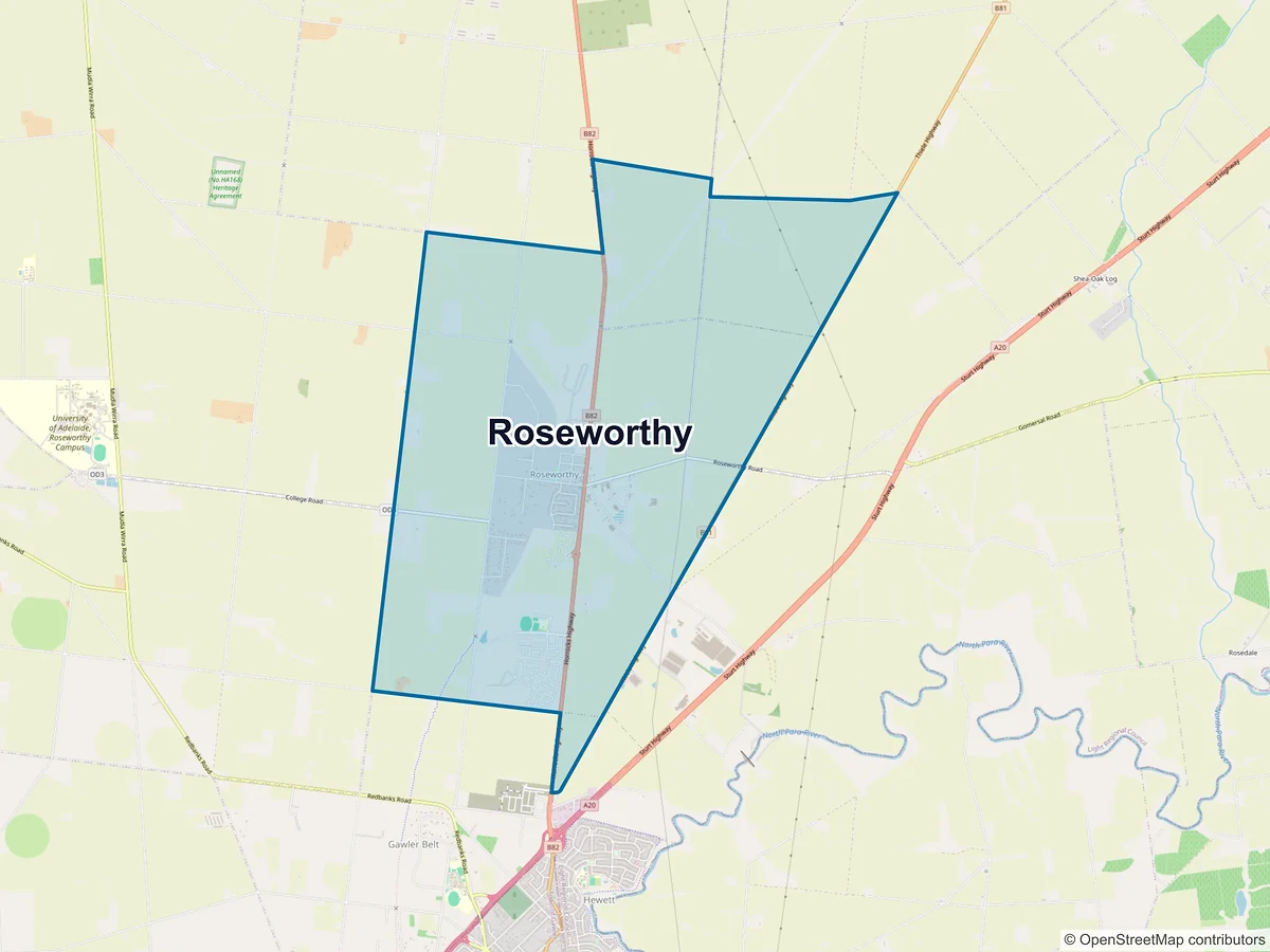 Map of Roseworthy, SA, Australia