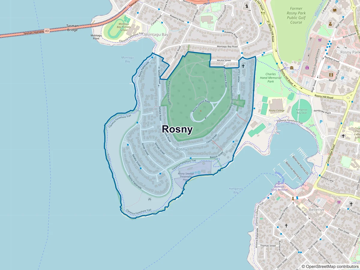 Map of Rosny, TAS, Australia