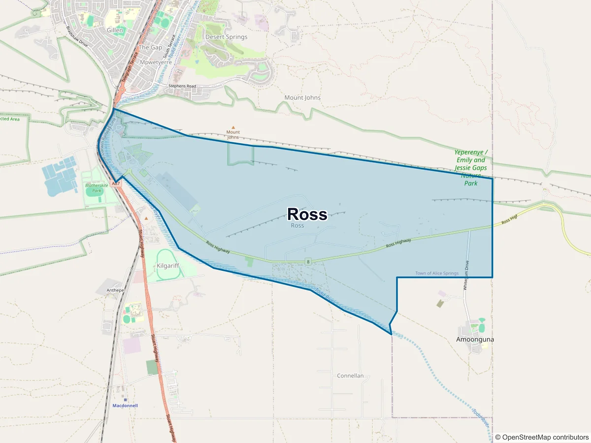Map of Ross, NT, Australia