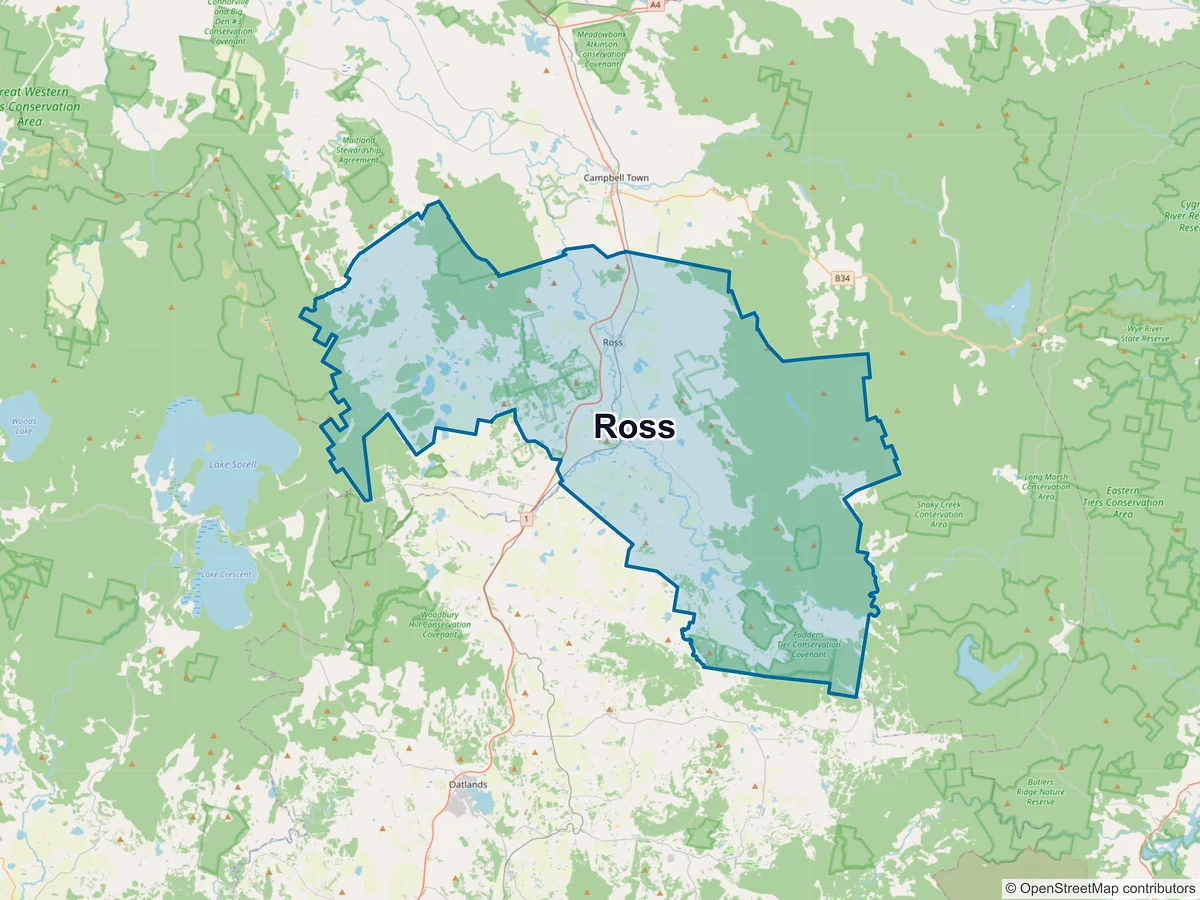 Map of Ross, TAS, Australia