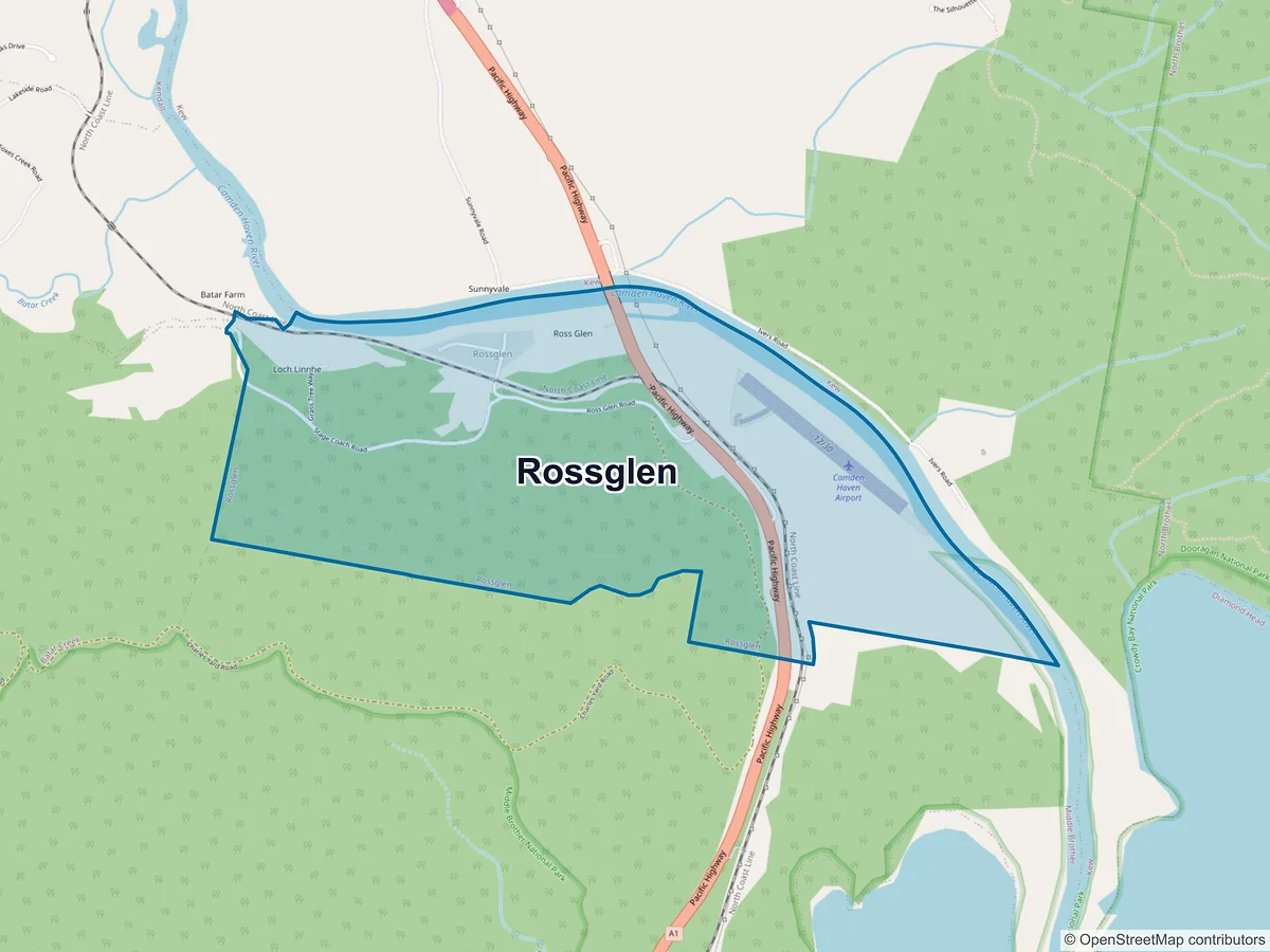 Map of Rossglen, NSW, Australia