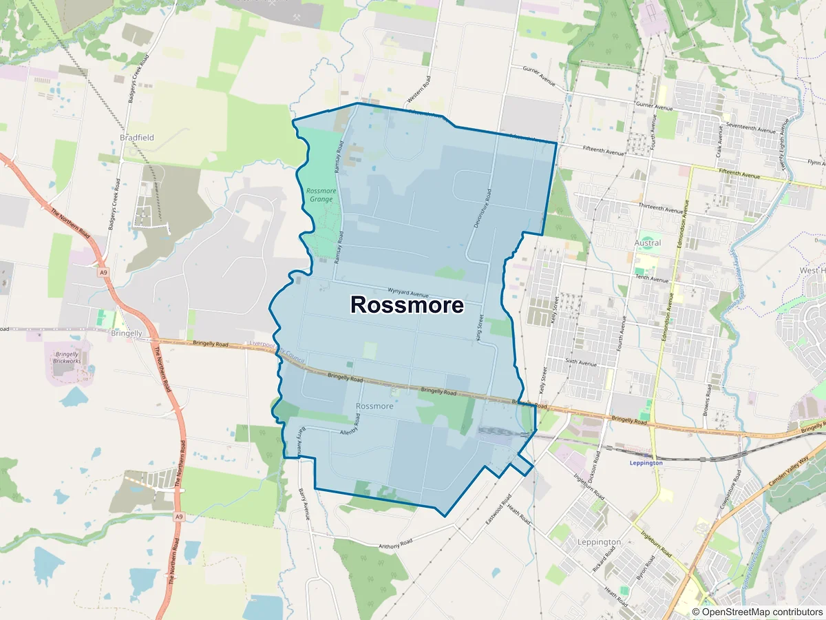Map of Rossmore, NSW, Australia