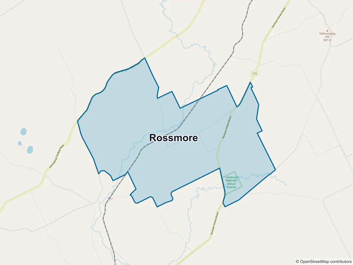Map of Rossmore, WA, Australia