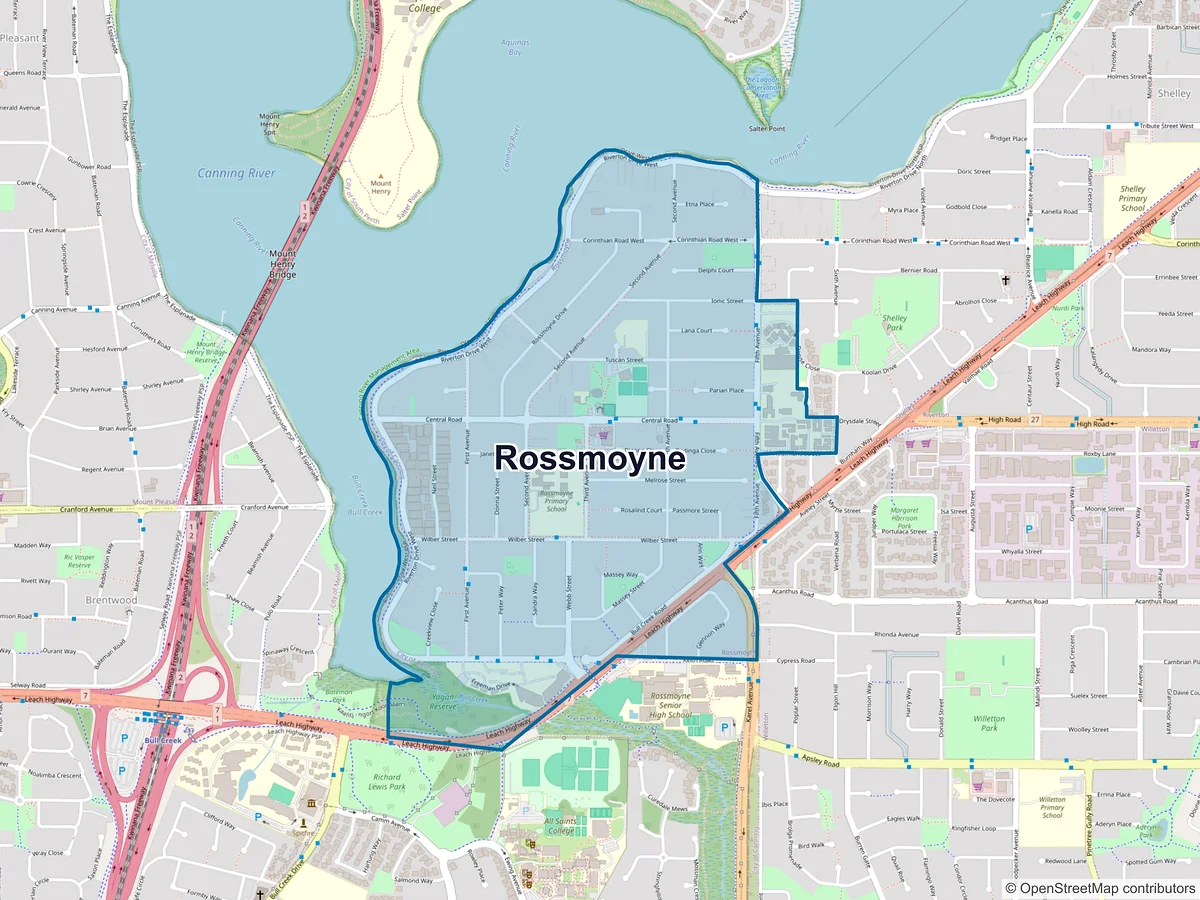 Map of Rossmoyne, WA, Australia