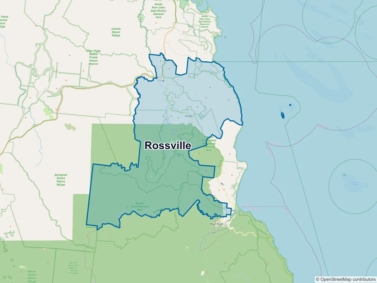 Map of Rossville, QLD, Australia