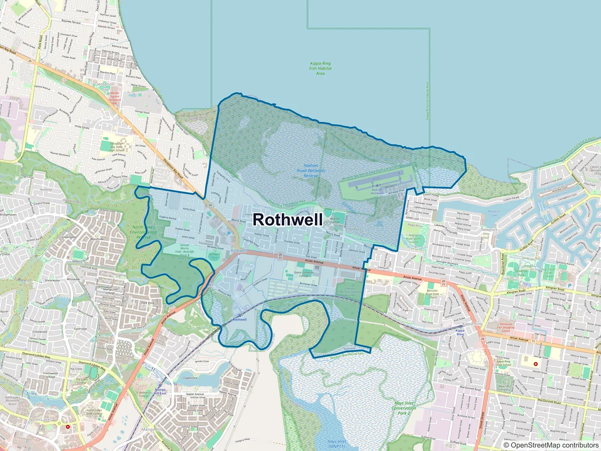 Map of Rothwell, QLD, Australia