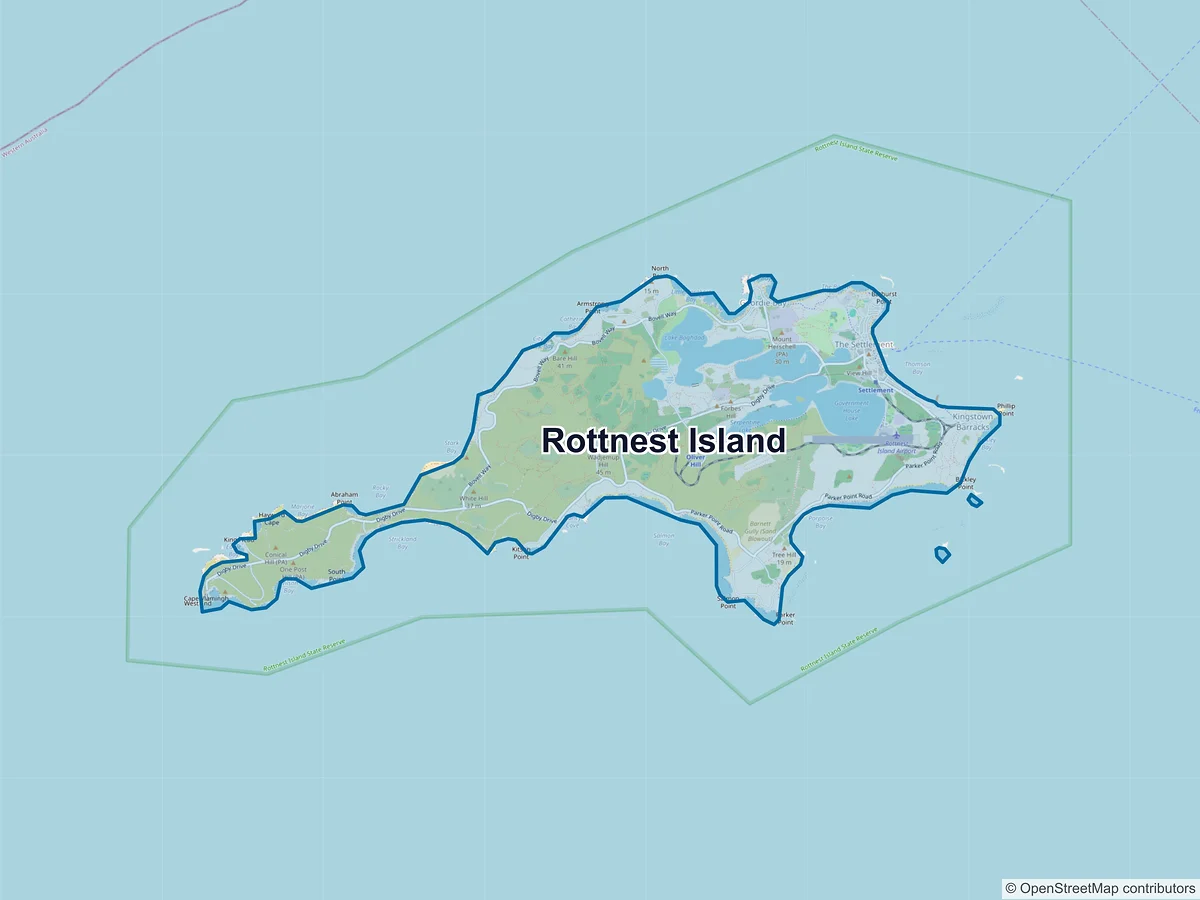 Map of Rottnest Island, WA, Australia
