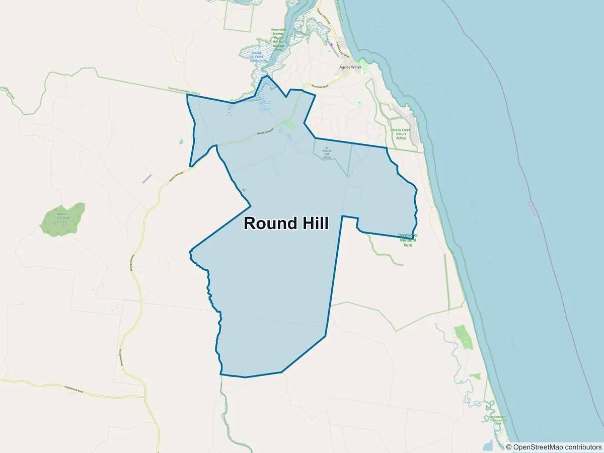 Map of Round Hill, QLD, Australia