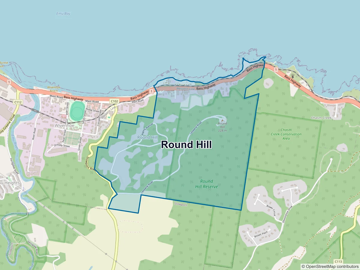 Map of Round Hill, TAS, Australia