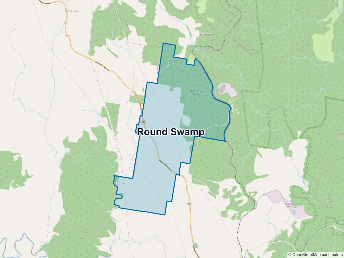 Map of Round Swamp, NSW, Australia