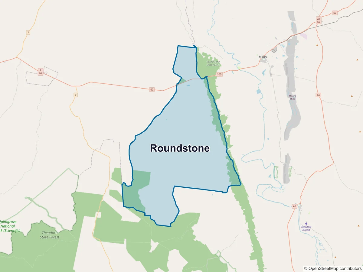 Map of Roundstone, QLD, Australia
