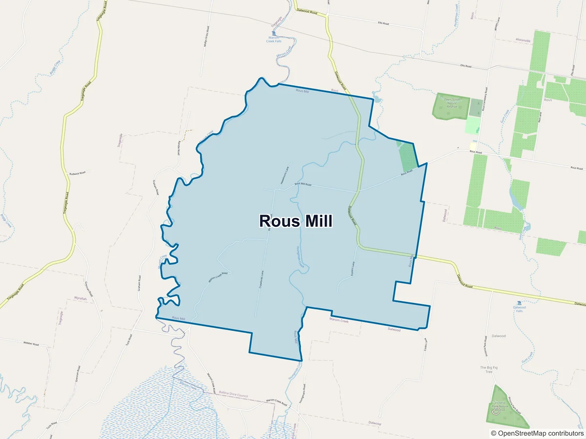 Map of Rous Mill, NSW, Australia
