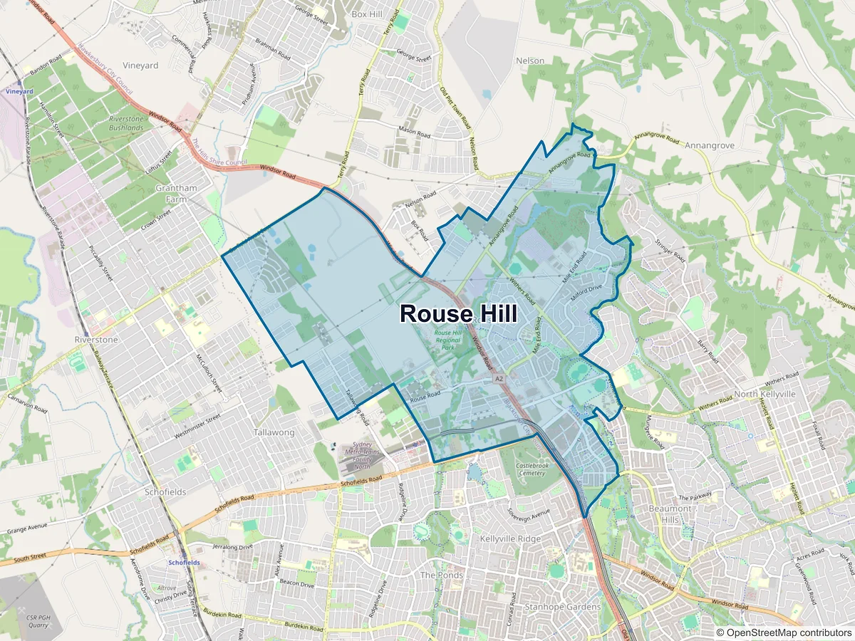 Map of Rouse Hill, NSW, Australia