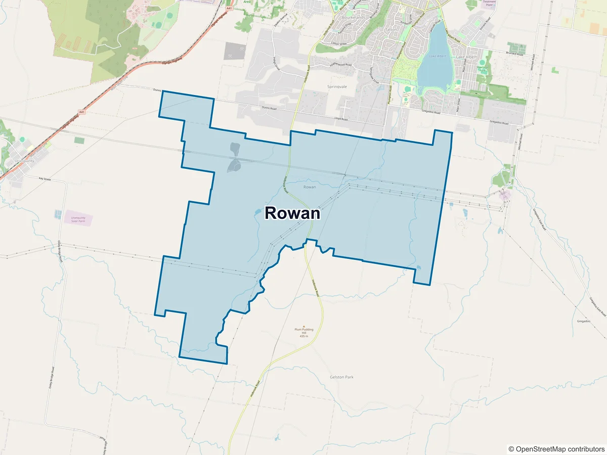 Map of Rowan, NSW, Australia