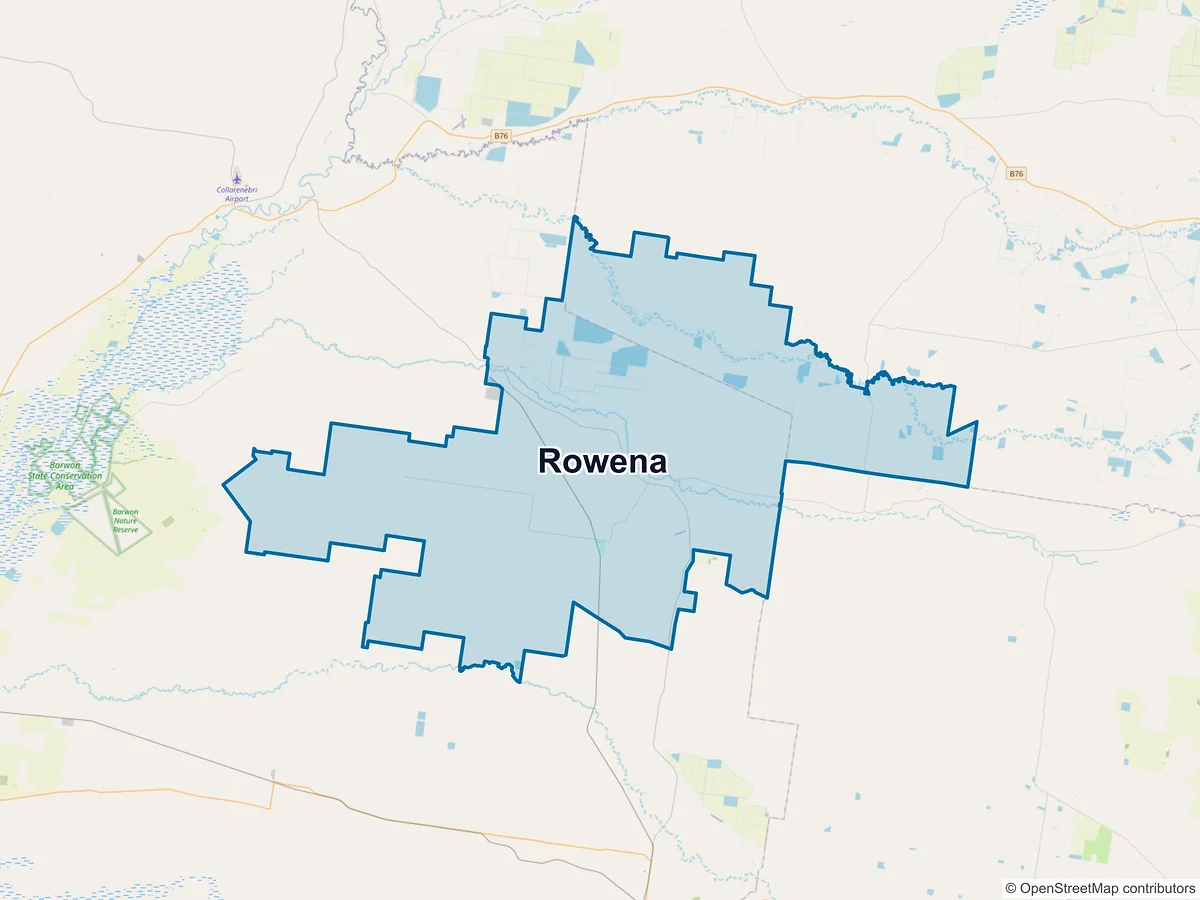 Map of Rowena, NSW, Australia