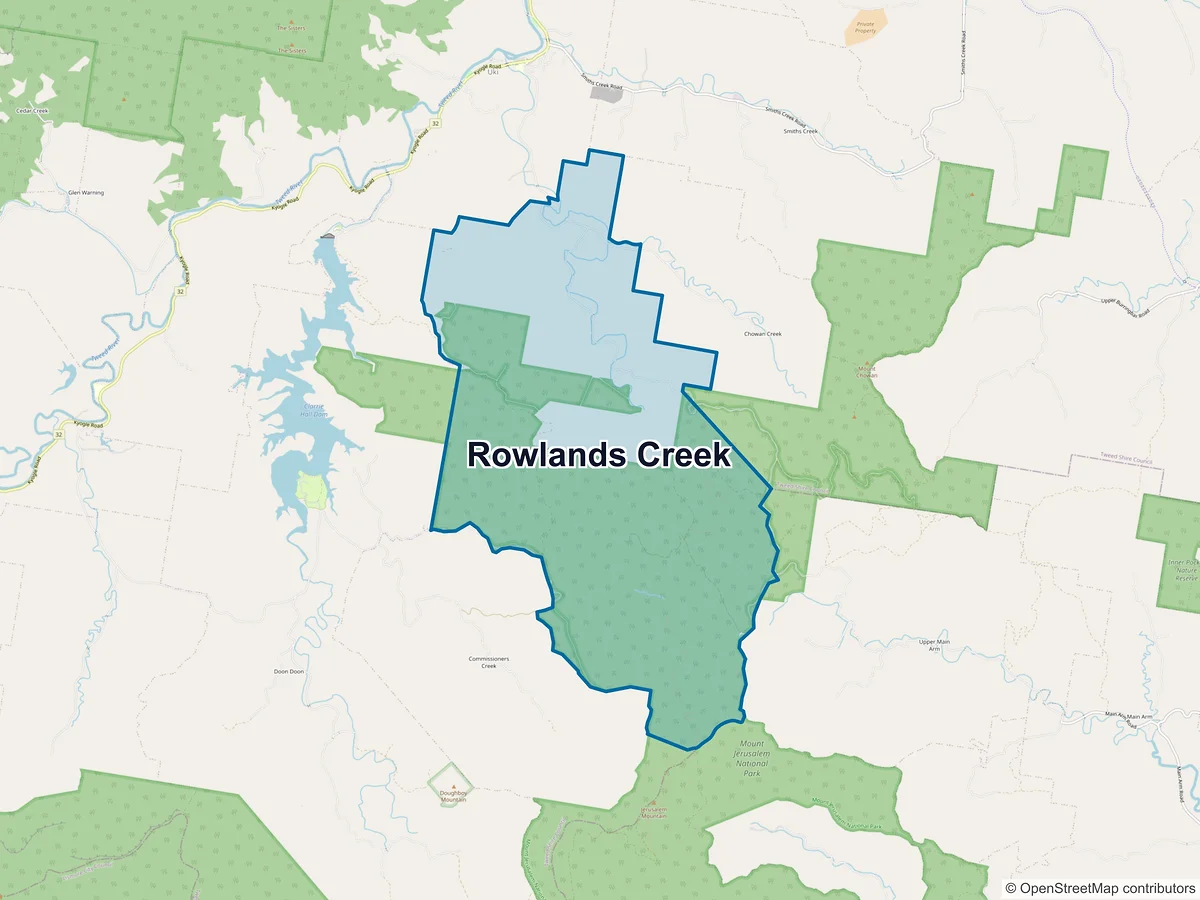 Map of Rowlands Creek, NSW, Australia