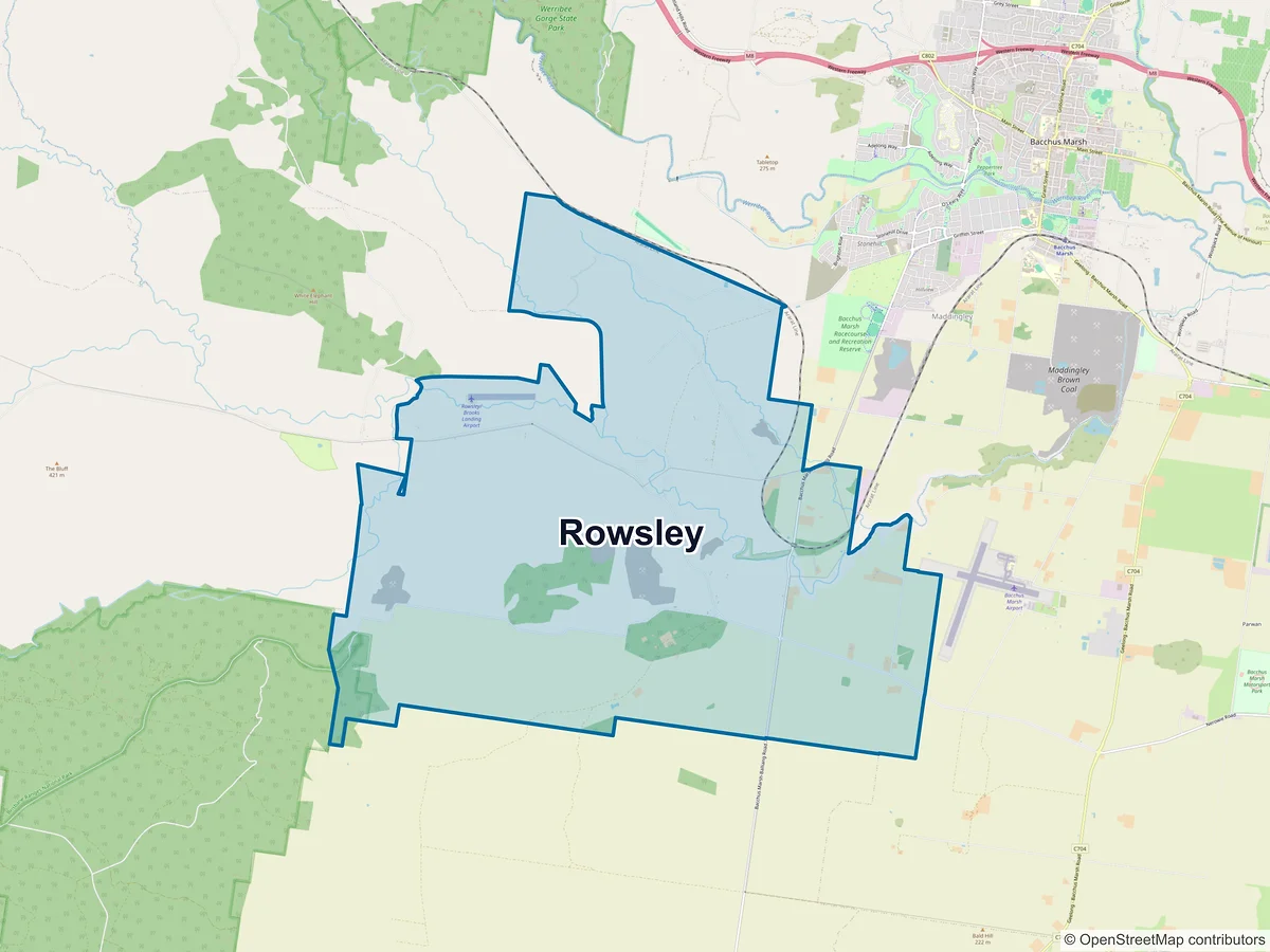Map of Rowsley, VIC, Australia