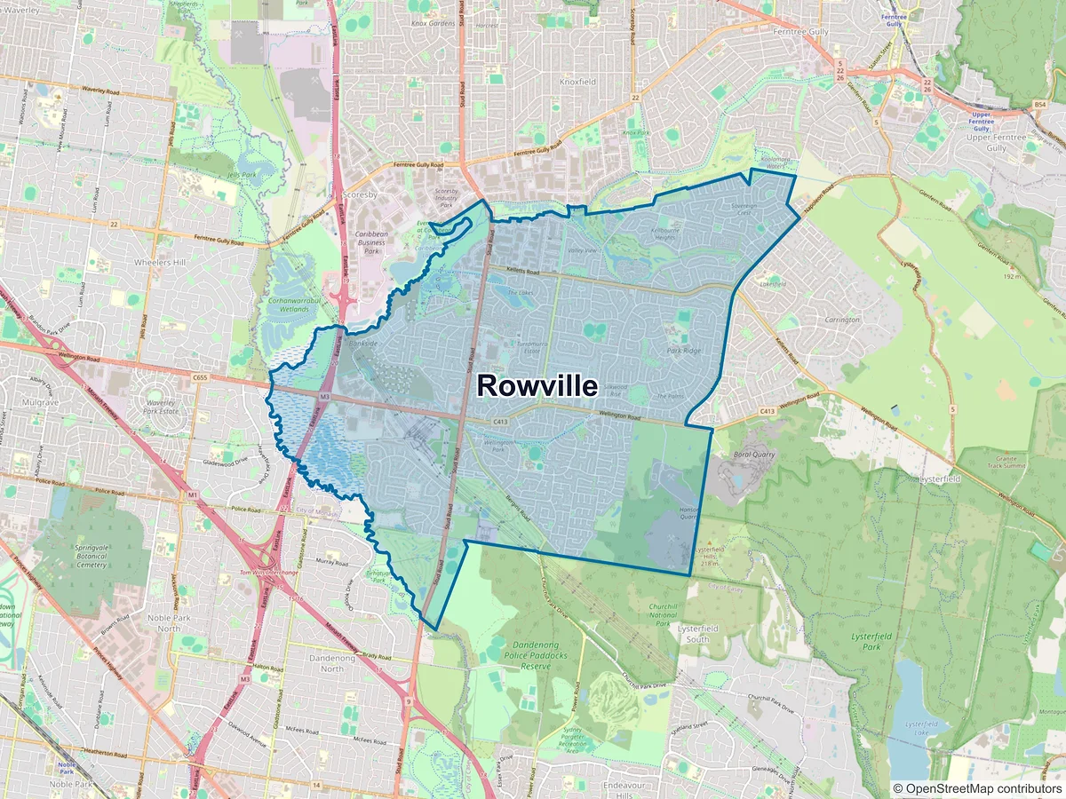 Map of Rowville, VIC, Australia