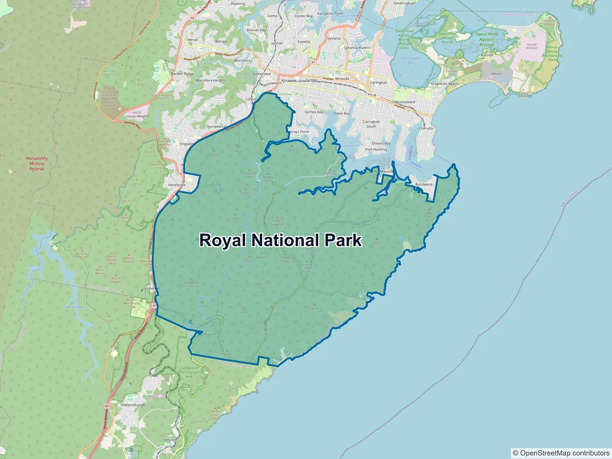 Map of Royal National Park, NSW, Australia